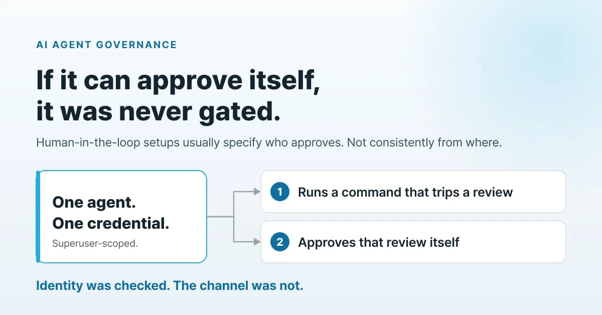 Out-of-band approval: why an agent's own channel can never be the one that approves
